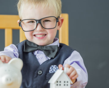child with piggy bank